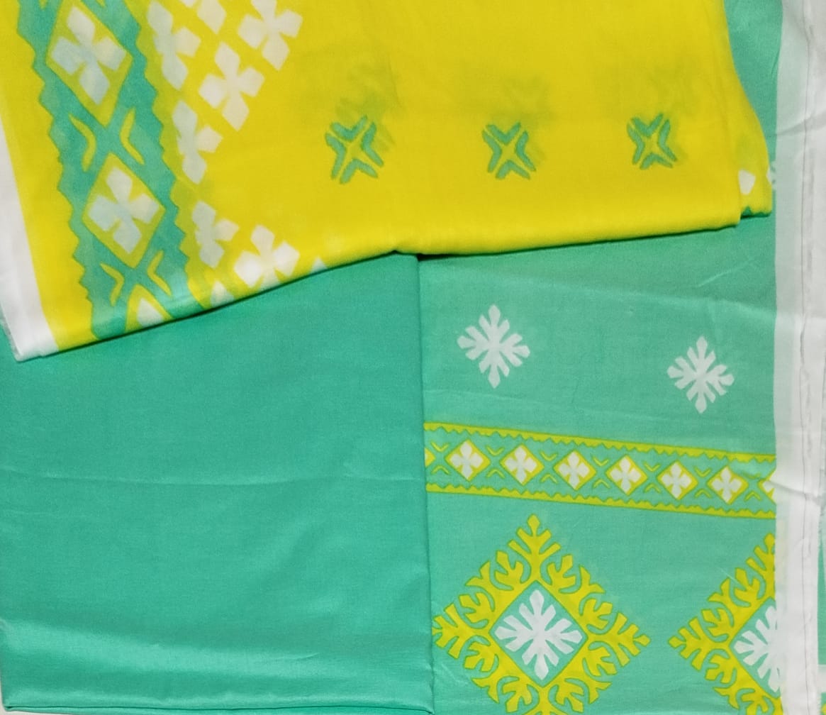ALKARAM _3PC BLUISH GREEN LAWN DUPTTA