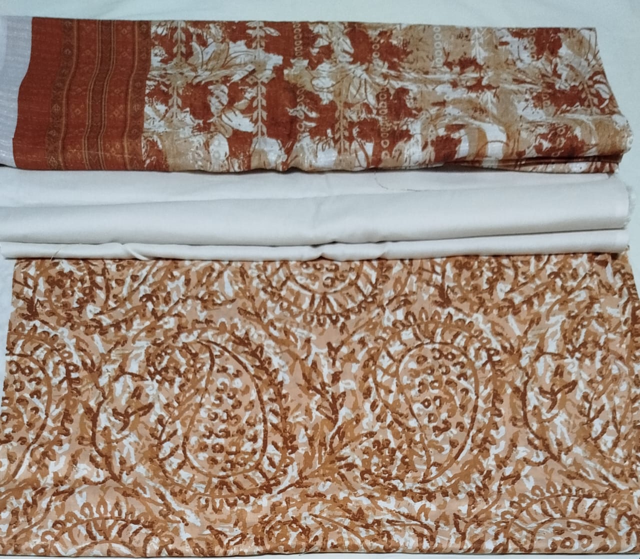 ZESH 3PC BROWN LAWN DUPTTA