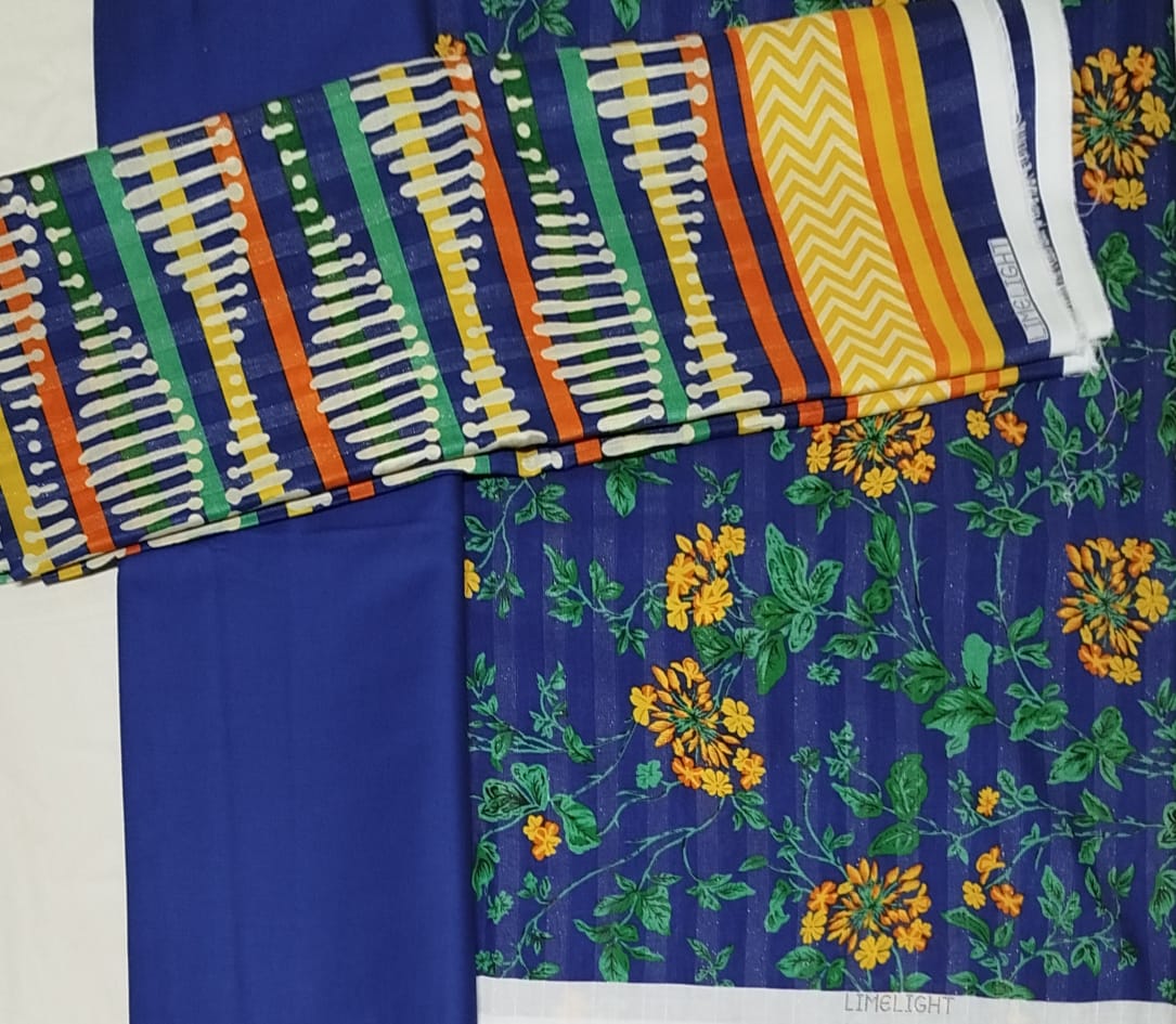 LIMELIGHT _3PC BLUE LAWN DUPTTA