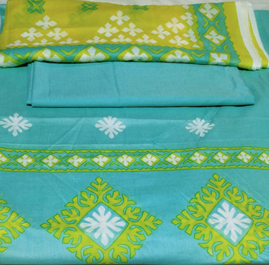 ALKARAM _3PC BLUISH GREEN LAWN DUPTTA