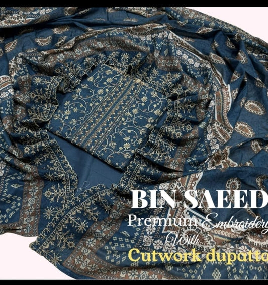 BIN SAEED 3 PC EMBROIDRY LAWN DUPATTA