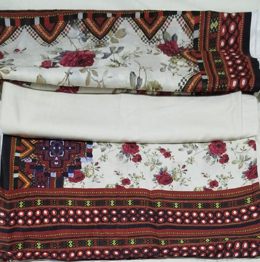 JJ 3PC OFFWHITE LAWN DUPATTA