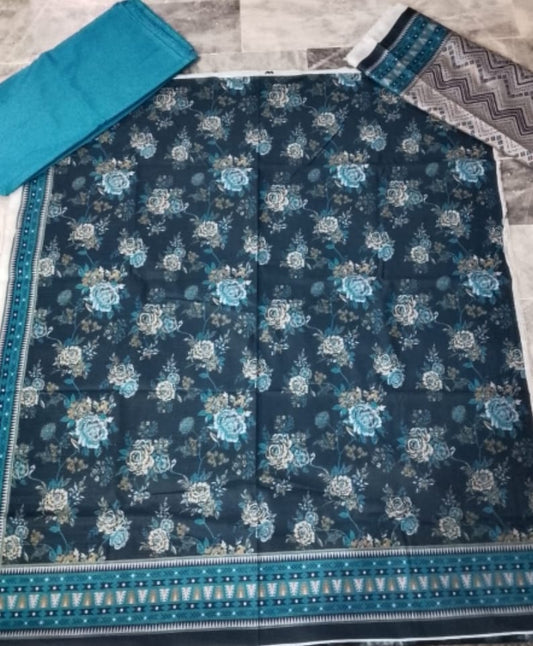 MIZAJ 3PC BLUE LAWN DUPATTA