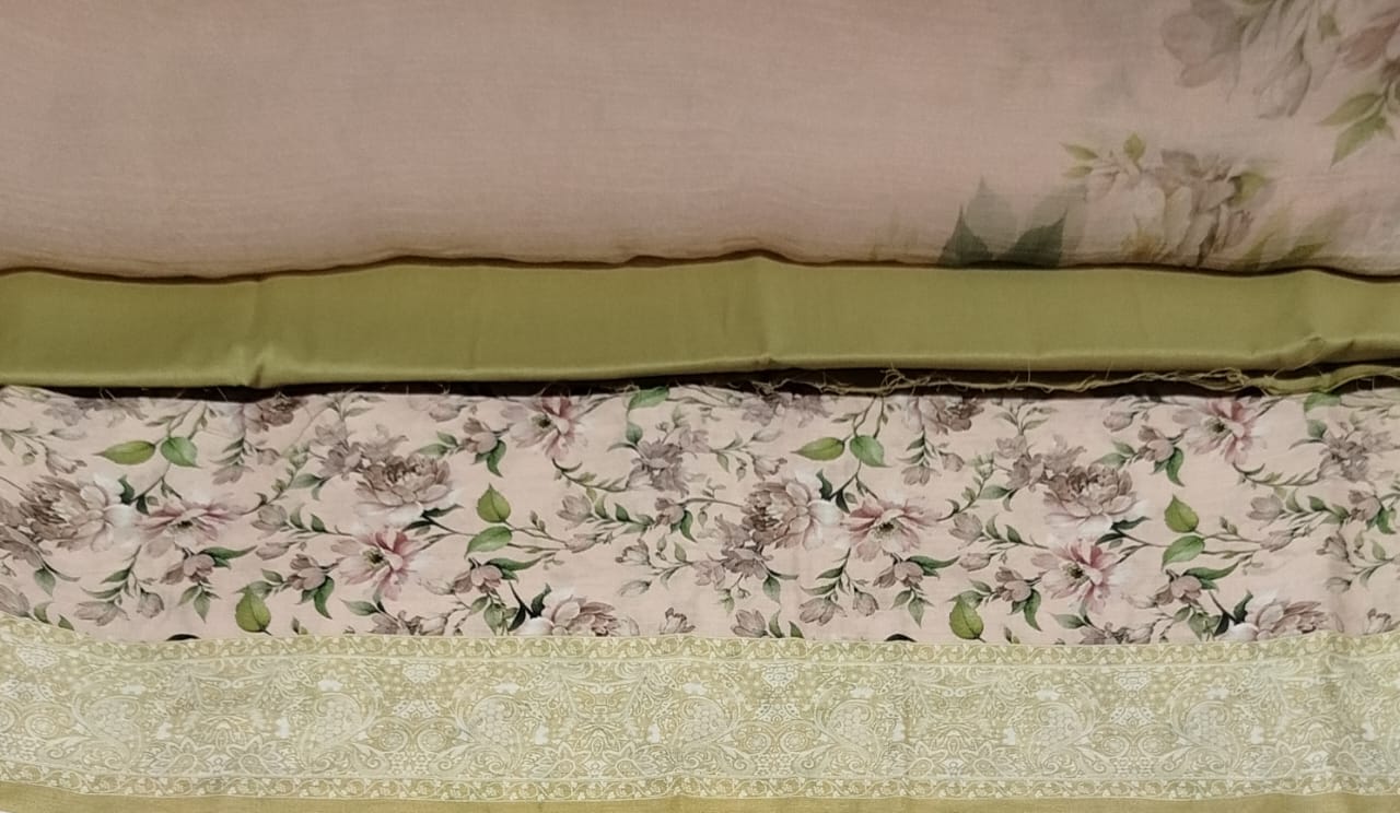 MTJ_3PCPINK GREEN CHIFFON DUPTTA