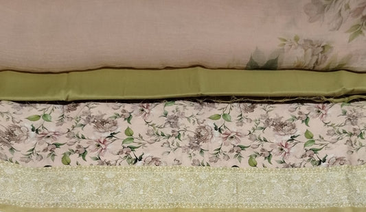 MTJ_3PCPINK GREEN CHIFFON DUPTTA