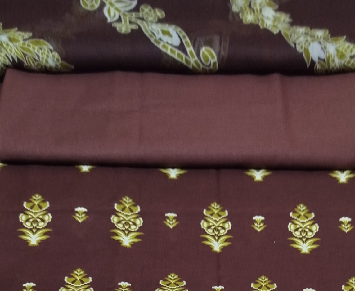 SOHAYE DINNER 3PC BROWN CIFFON DUPTTA