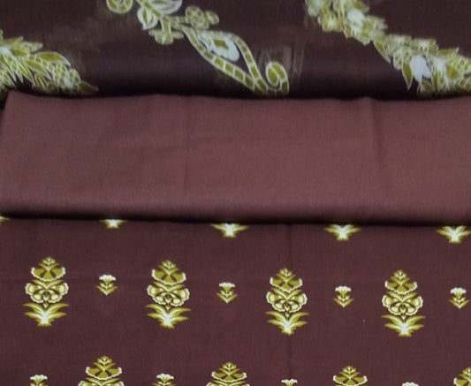SOHAYE DINNER 3PC BROWN CIFFON DUPTTA