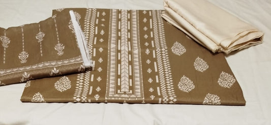 Safina cofee color - 3pc lawn dupatta suit