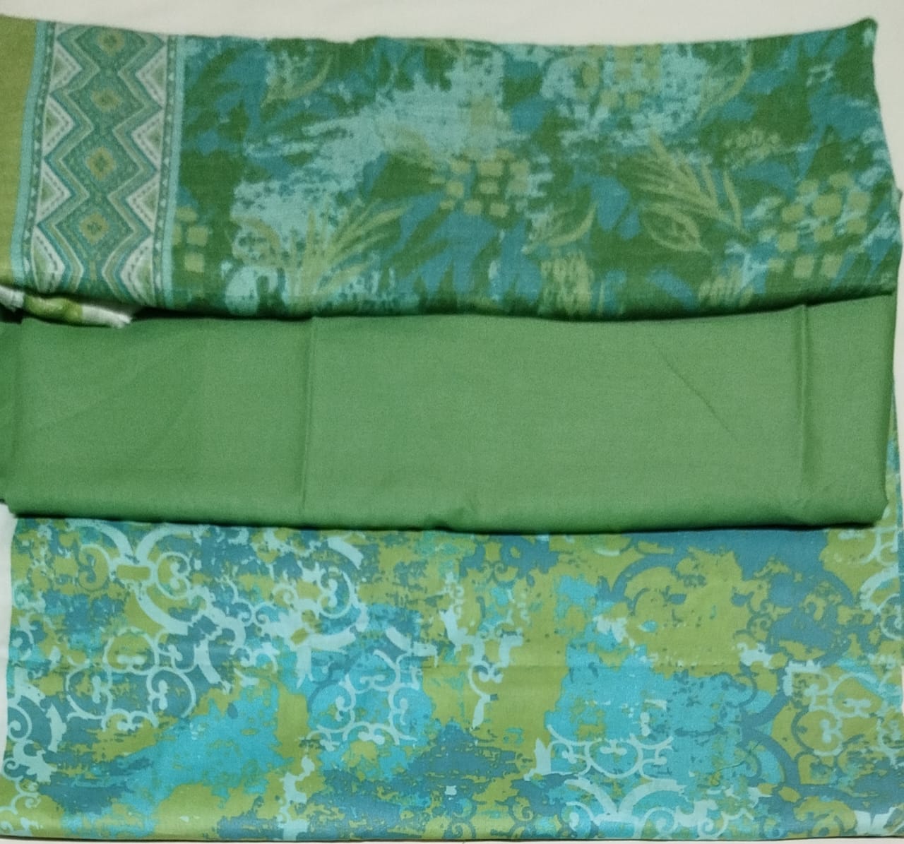 ZESH 3PC GREEN LAWN DUPTTA