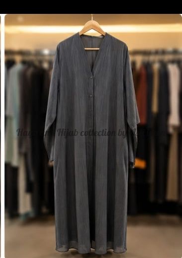 Grey crush frontopen abaya