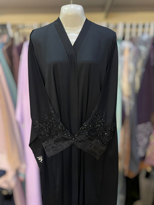 Organza handwork frontopen abaya