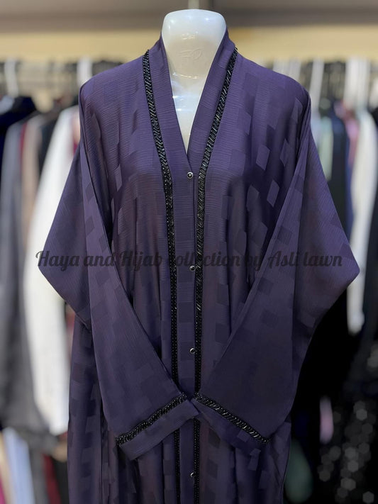 Handwork lace aplic frontopen abaya
