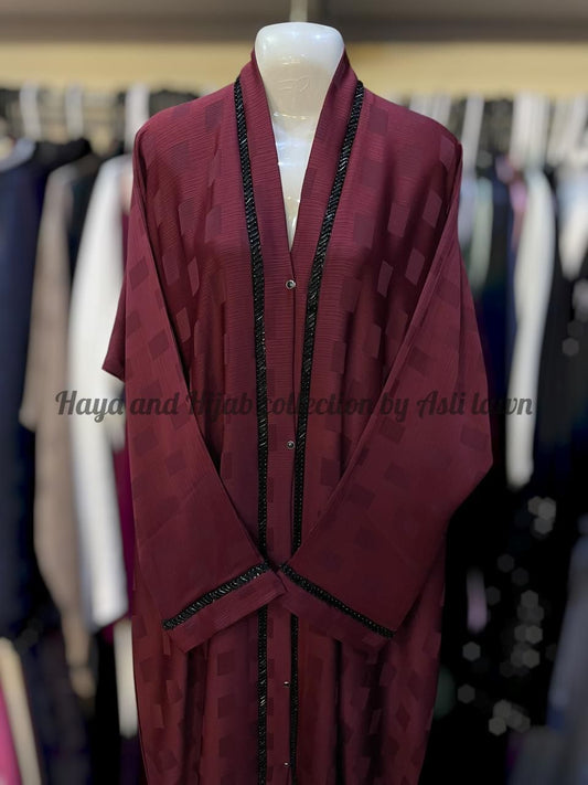 Handwork lace aplic frontopen abaya