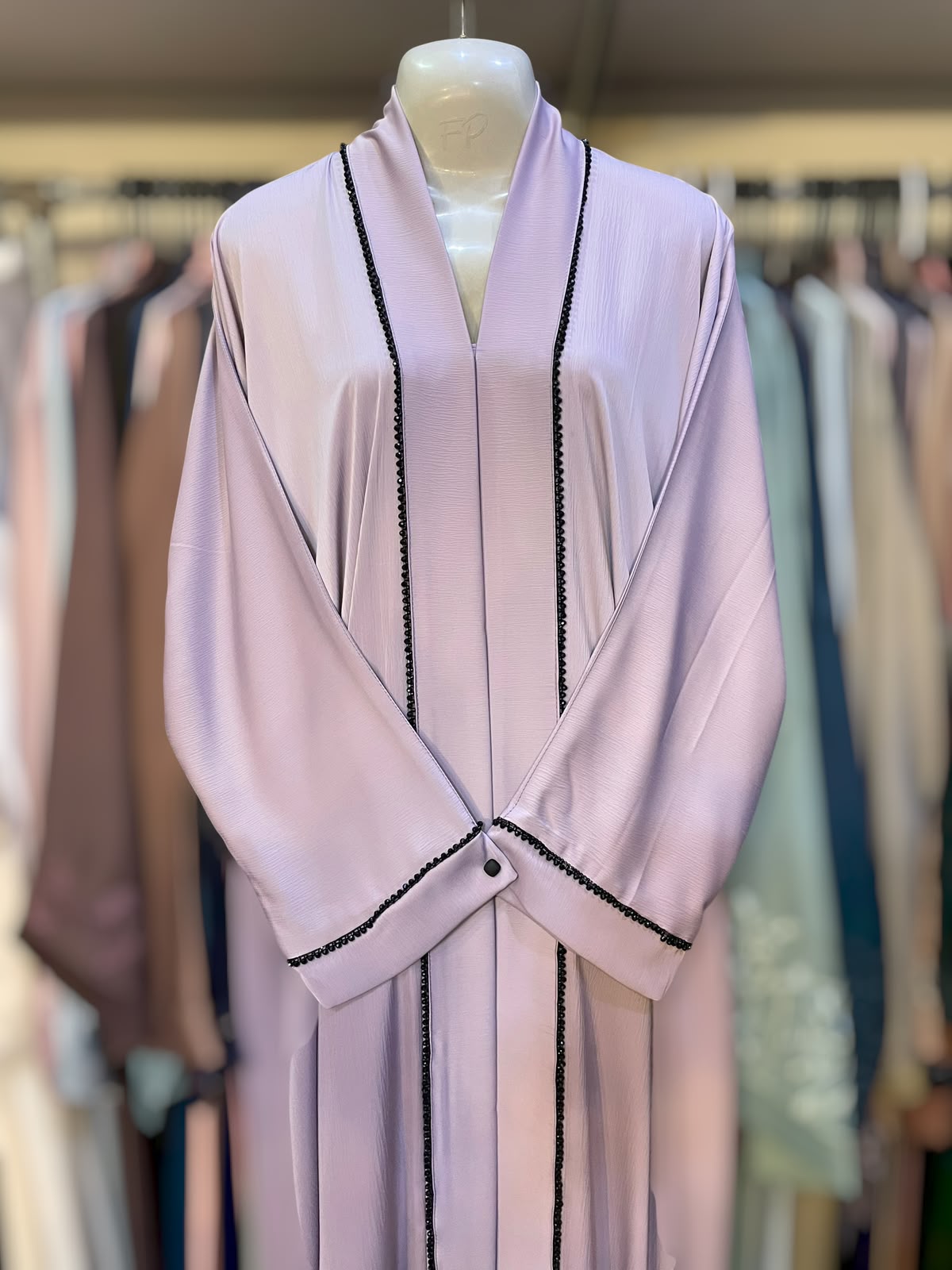 Turkish collar cutdana lace frontopen abaya