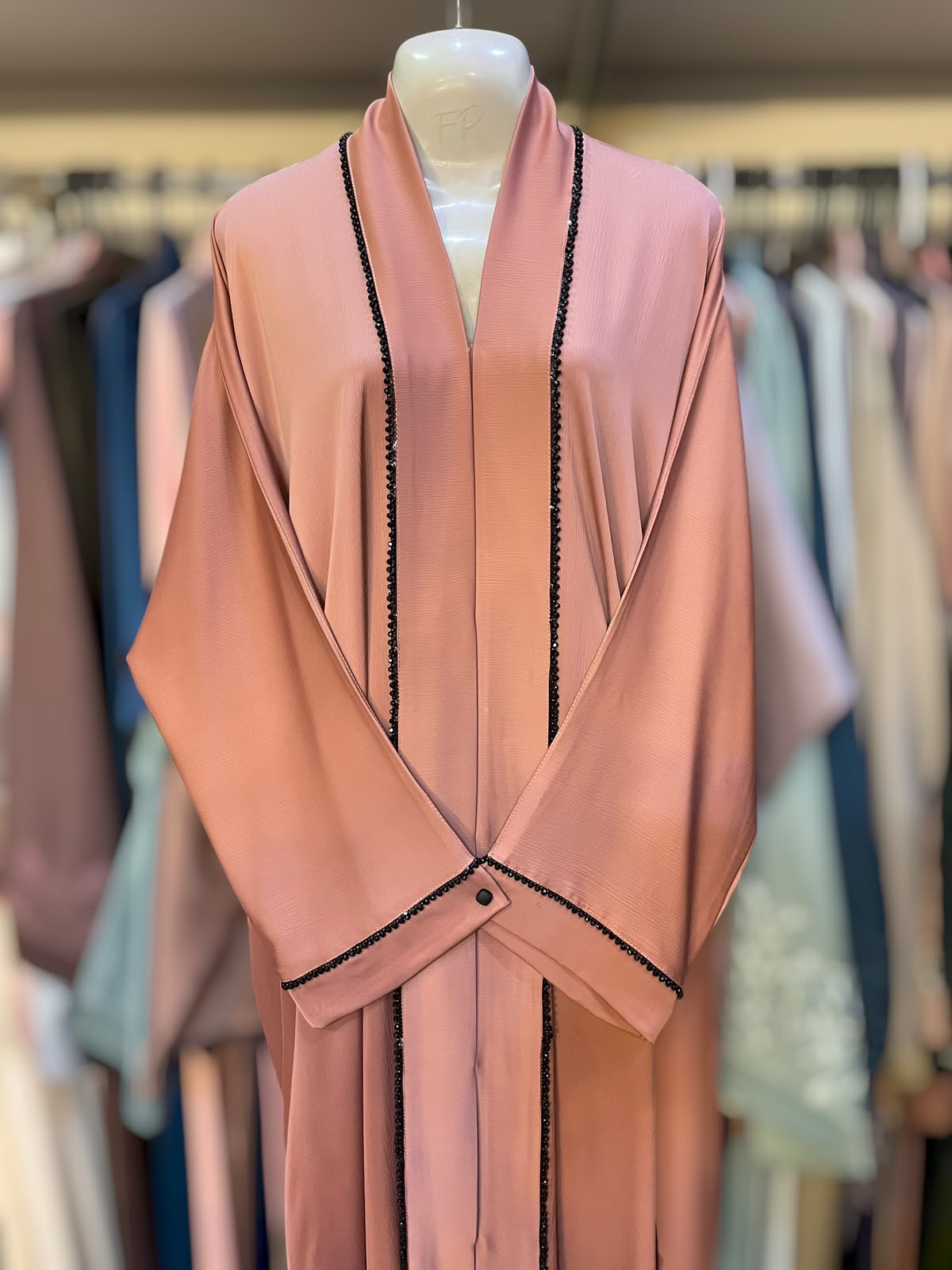Turkish collar cutdana lace frontopen abaya